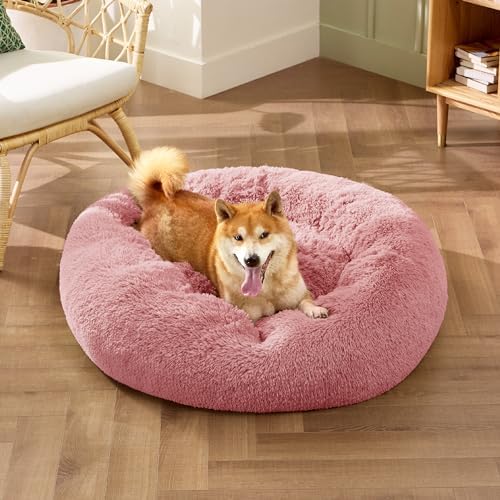 Bedsure Calming Dog Bed Medium Size Dog Donut Washable Pet Bed,30ins