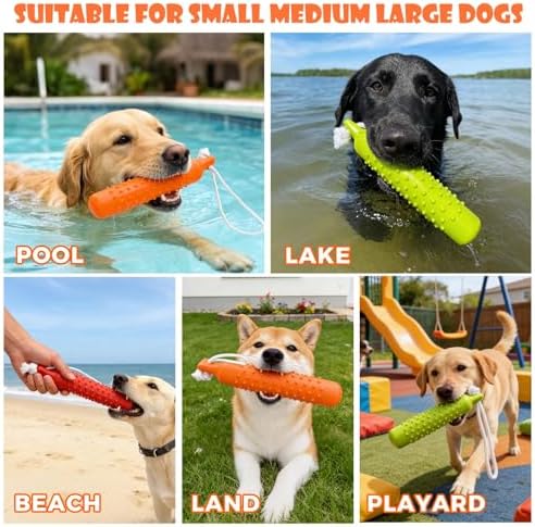 BINGPET Dog Float Bumper Toy 2 Pack,10.8" Lightweight Bumper for Water Fetch Outdoor,Floating Dog Water Toys for Medium Large Dogs,Fetch Rope Pet Toy Dock Diving Retrieving Dummy for Pool/Beach/Lake