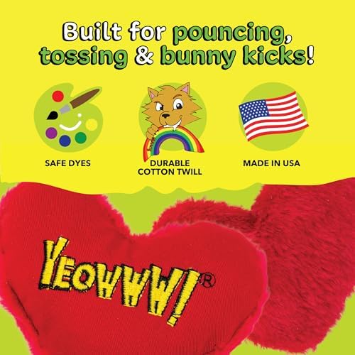 Yeowww! Catnip Hearrrt Attack Catnip Heart Cat Toy - 4 in toy for cats - 100% Stuffed with Premium Organically Grown, Made in USA