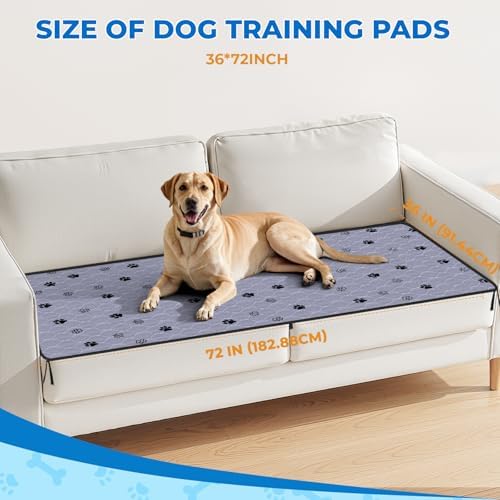 Fostanfly Washable Dog Pee Pads, Leakproof, 36''x72'' (3x6ft)-2 Pack, Gray