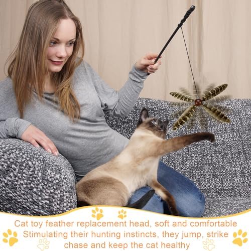 8 Pcs Cat Feather Propeller Toys Refills Replacement Propeller Interactive Cat Toy Refills Kittens Toy Feather Replacement Wand Teasers Attachments for Kittens Wand(Cute)