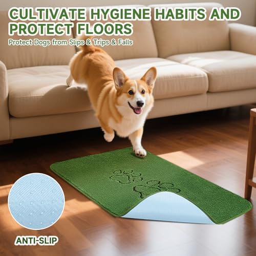 Homimp Washable Pee Pads for Dogs, 2 Pack Super Absorbent Waterproof and Leak-Proof Reusable Dog Pee Pads, Upgrade Non-Slip Puppy Potty Training Pads for Home or Travel Quick Dry, Green 24"×36"