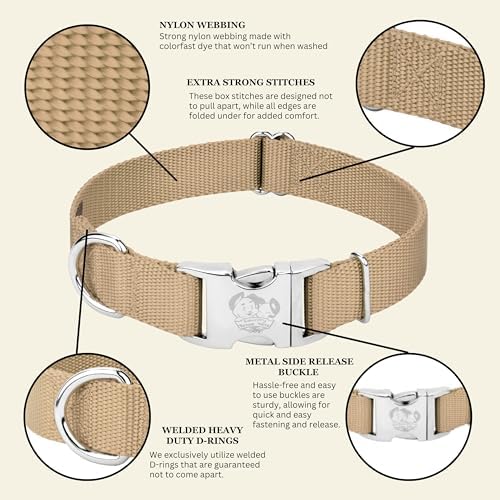 Country Brook Petz - Premium Nylon Dog Collar with Metal Buckle for Small Medium Large Breeds - 30+ Colors (Extra Large, 1 Inch, Copper Gold)