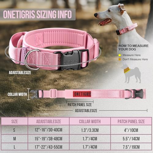 OneTigris Tough Tactical Dog Collar for Small Dogs with Handle Pink S