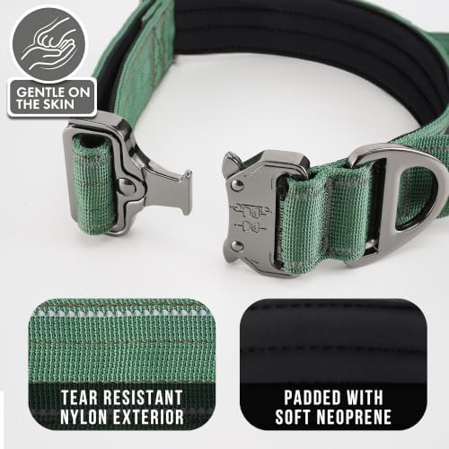 Adjustable Reflective Tactical Dog Collar for Large Dogs