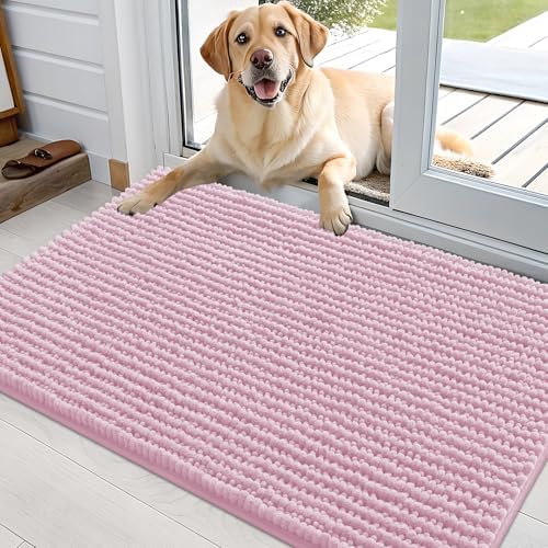 OLANLY Dog Door Mat for Muddy Paws 36x24, Extra Absorbent Chenille Mud Mat