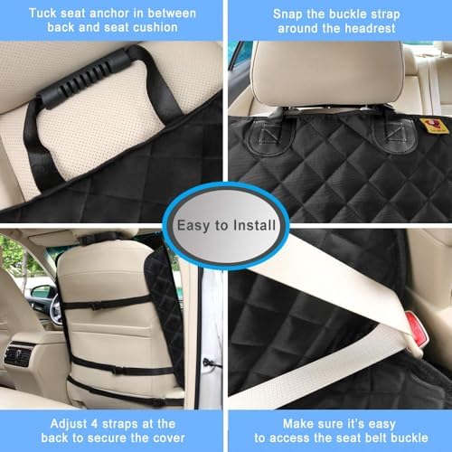 Bark Lover Deluxe Dog Seat Cover for Front Seat-More Durable Spill-Resistant Front Seat Protector, High Heat Resistant and Nonslip Front Seat Cover for Dogs Kids, Universal Size (Black, 2 Pack)