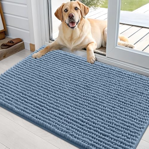 OLANLY Dog Door Mat for Muddy Paws 36x24, Extra Absorbent Chenille Mud Mat