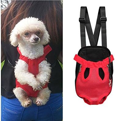 Pet Dog Carrier Backpack Mesh Camouflage Outdoor Travel Products Breathable Shoulder Handle Bags for Small Dog Cats (L, red)