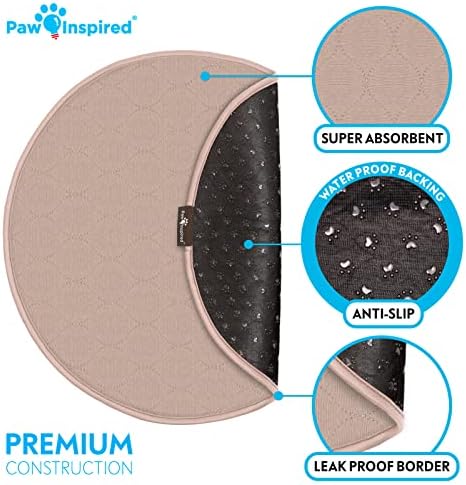 Paw Inspired Round Washable Pee Pads for Dogs, 17 Inch Size, 2 Pack