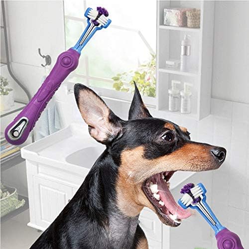 Orgrimmar 4 Pcs 3-Sided Pet Toothbrush Dog Cat Mouth Dental Teeth Care