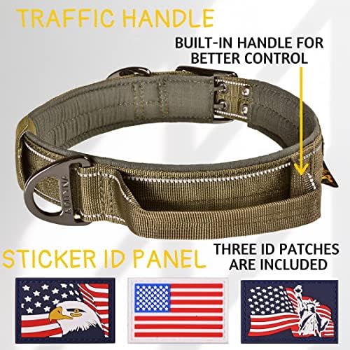 ADITYNA Heavy Duty Green Dog Collar for Medium Dogs with Traffic Handle