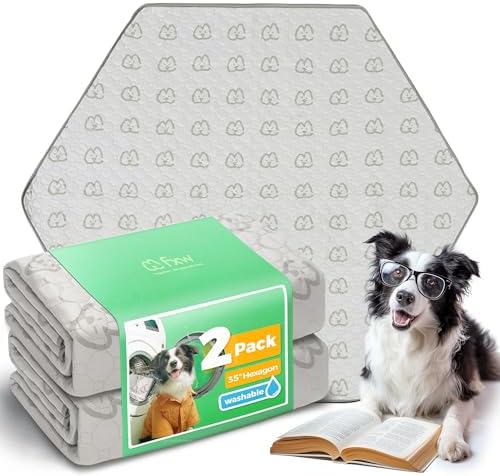 FXW Washable Pee Pads for Dogs, Super Absorbent, 35" Hexagon, 2 Packs