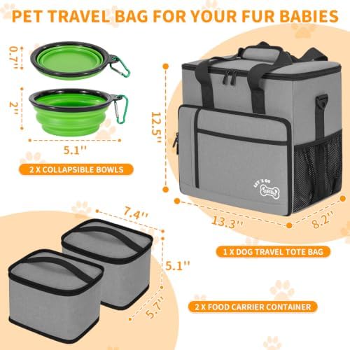 TORIBIO Large Dog Travel Bag for Supplies with Food Bowl