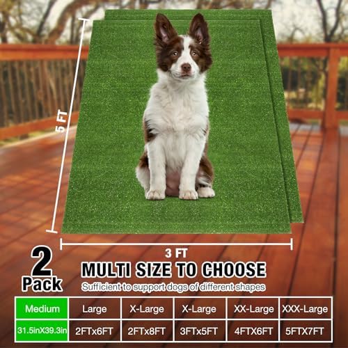 GLOBREEN Replacement Fake Grass Pee Pads for Dogs Potty, 2 Pack 3'x5' Turf