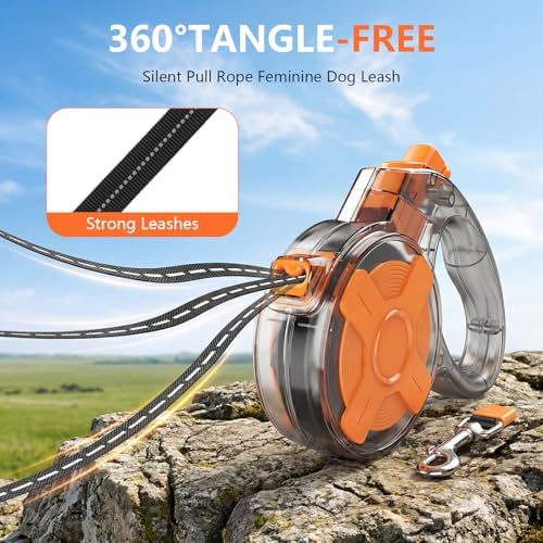 Lightweight and 13Ft Retractable Dog Leash - Anti-Entanglement and one-Hand Brake, Easy to Control - Durable Dog Leash, Designed for Women, Suitable for Small/Medium Dogs - Comfortable Grip