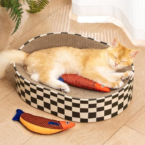 Conlun Oval Cat Scratcher Bed | Scratching Bowl Lounge for Kittens | Medium