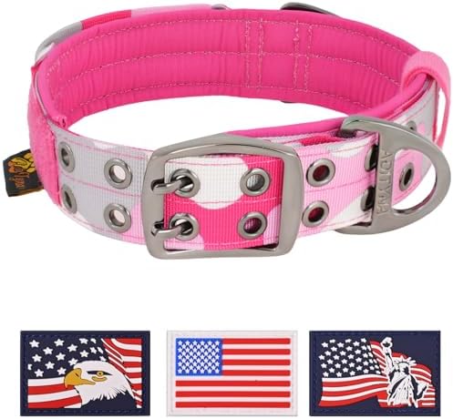 ADITYNA Heavy Duty Pink Dog Collar for Medium Dogs with Traffic Handle
