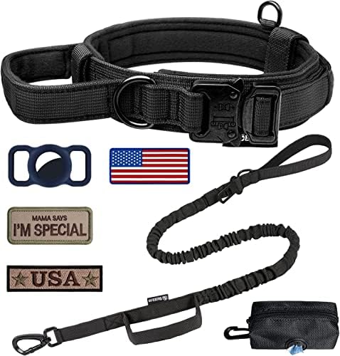 Tactical Dog Collar and Leash Set with Handle for Large Dogs