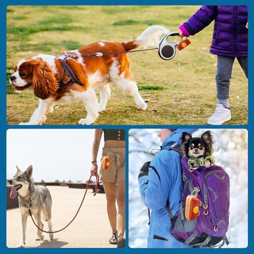 Dog Poop Bag Holder for Leash, Large-Capacity Canvas Pouch, Brown