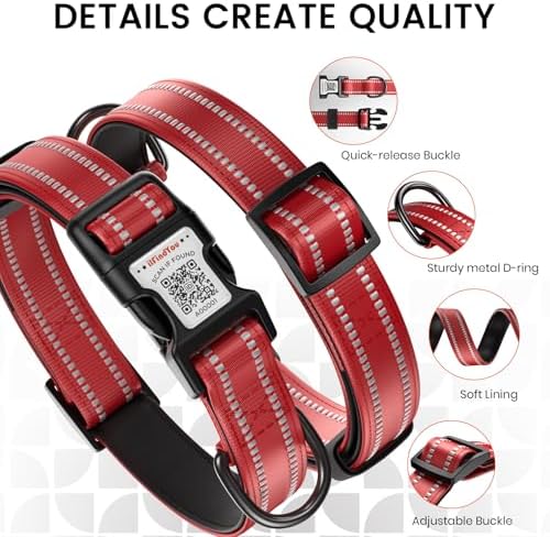 Personalized Dog Collar with QR Code Dog Tag, Wine 05 S