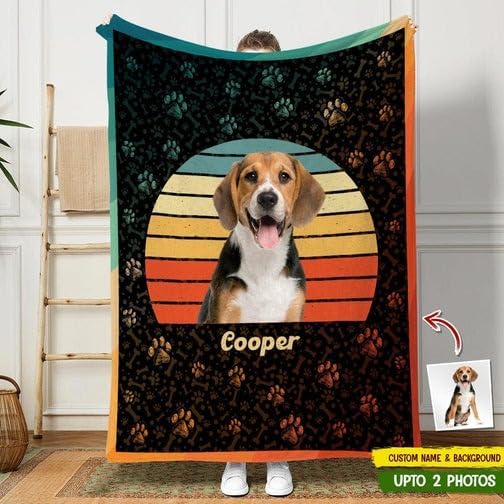 Pamaheart Custom Dog Face Blankets, Personalized Pet Photo Blanket, Fleece Dog Blankets, Customized Photo Throws, Dogs Dad Gifts, Pet Lover Gifts, Memorial Gift /6