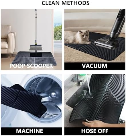 Silicone Cat Litter Mat,Extra Large Litter Trapping Mat,Waterproof Litter Box Mat for Floor,Easy Clean,Non-Slip Litter Catcher Mat,Cat Supplies Needs (Black, 31x23x0.26 in)