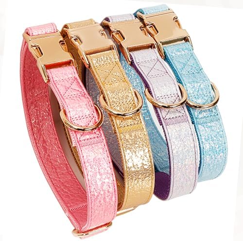 Glare Purple Dog Collar Leather and Nylon Double Layer Thickened Design