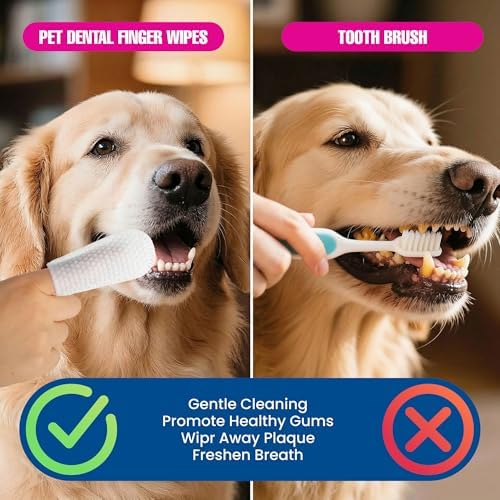 Pet Dental Finger Wipes - Natural Ingredients, Easy to Use Dog Teeth Cleaning Wipes for Effective Dog Teeth Cleaning - Ideal Dog Dental Wipes for Optimal Oral Hygiene