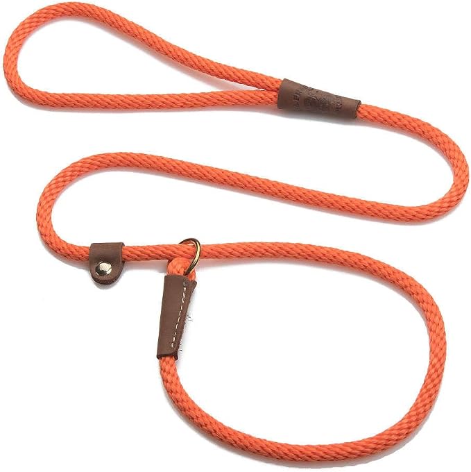 Mendota Pet Slip Leash - Dog Lead and Collar Combo - Made in The USA - Orange, 3/8 in x 6 ft - for Small/Medium Breeds