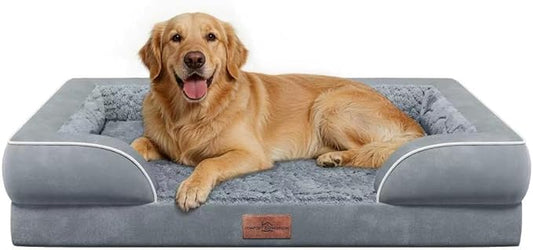 Comfort Expression Orthopedic Dog Beds for Large Sized Dog with Bolster | Waterproof Dog Couch Bed with Washable Cover & Non-Slip Bottom, Supportive Egg Crate Foam Large Pet Bed, 36x27 Inch