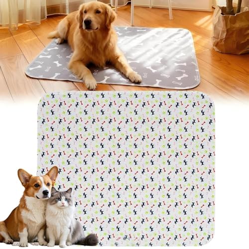 Pee Pads with Pheromones, Elite Pads for Cats, Washable Pee Pads for Dogs, Leak-Proof & Anti-Slip Pet Training Pad for Home & Travel(White, M: 23.6" × 15.7")
