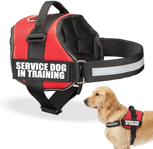 Industrial Puppy Service Dog in Training Vest Harness, XL 30-39 in Red