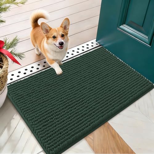 OLANLY Dog Door Mat for Muddy Paws 24x16, Extra Absorbent Chenille Mud Mat