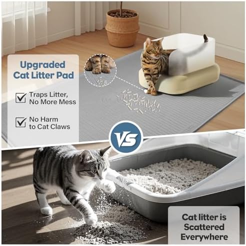 Lorvain Cat Litter Mats,45"x30" Extra Large Silicone Cat Mat for Litter Box