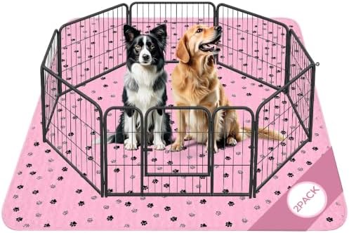 Fostanfly Washable Pee Pads for Dogs, 2 Pack 63"x63" Training Pads, Pink