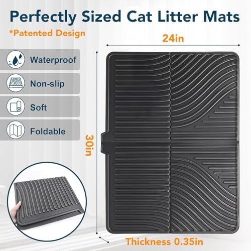UPSKY Large Cat Litter Mat 31" x 24 Waterproof and Washable, Soft on Paws