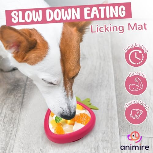 Freeze Dog Lick Bowl, Animire Non-Slip Slow Feeder Lick Mat for Dogs, Silicone Dog Enrichment Bowl for Distraction Anxiety Relief Boredom, BPA Free, Dishwasher Safe(Rose,S)