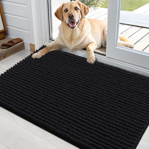 OLANLY Dog Door Mat for Muddy Paws 36x24, Extra Absorbent Chenille Mud Mat