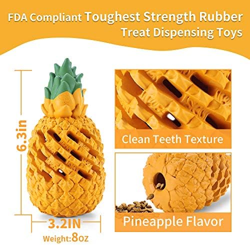Pineapple Dog Toys for Large Dogs Puppy, Dog Chew Toys for Small Medium Dogs to Keep Them Busy, Interactive Dog Toys Tough Dog Puzzle Toys Treat Dispensing Durable Dog Dental Chew