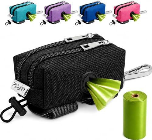 Dog Poop Bag Holder for Leashes and Treat Holder with 2 Waterproof Pouches