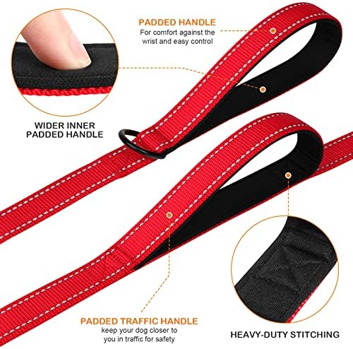 Joytale Dog Leash for Large Dogs that Pull, Double Handle, 6FT, Red