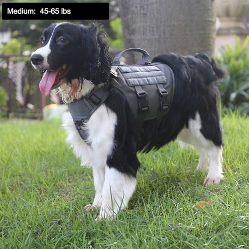ICEFANG No Pull Tactical Dog Harness for Medium Dogs,Adjustable Dog Vest