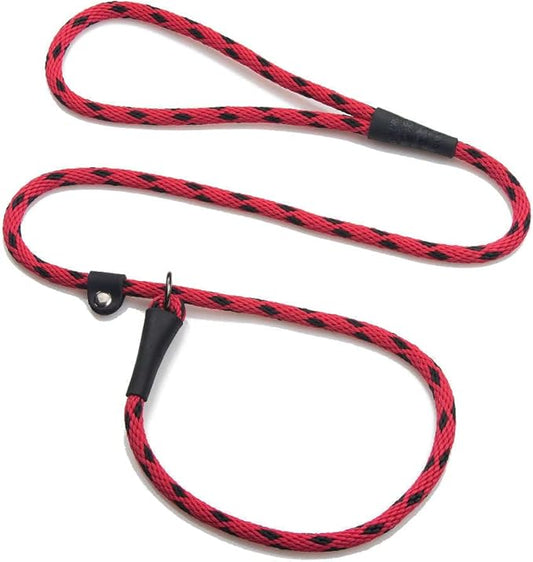 Mendota Pet Slip Leash - Dog Lead and Collar Combo - Made in The USA - Black Ice Red, 3/8 in x 6 ft - for Small/Medium Breeds