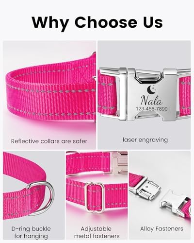 Silent Dog Collar Personalized with Name Phone Number Laser Engraved