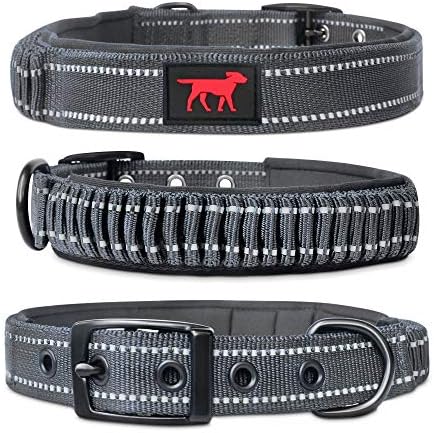 Tuff Pupper Heavy Duty Dog Collar with Handle | Ballistic Nylon Heavy Duty Collar | Padded Reflective Dog Collar with Adjustable Stainless Steel Hardware | Convenient Sizing for All Breeds