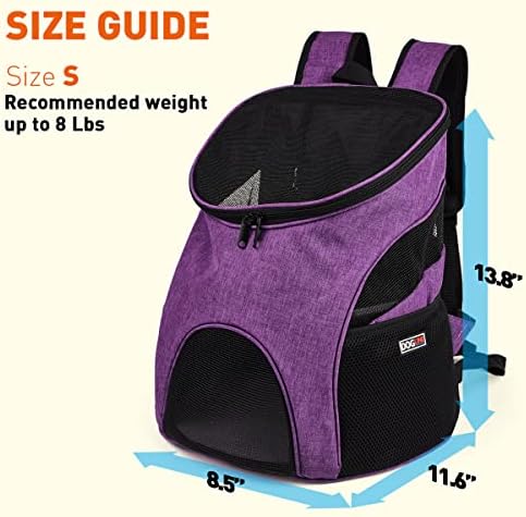 Dogline Front and Backpack for Dogs/Cats - Two Sizes - Airline Approved - Small, Purple