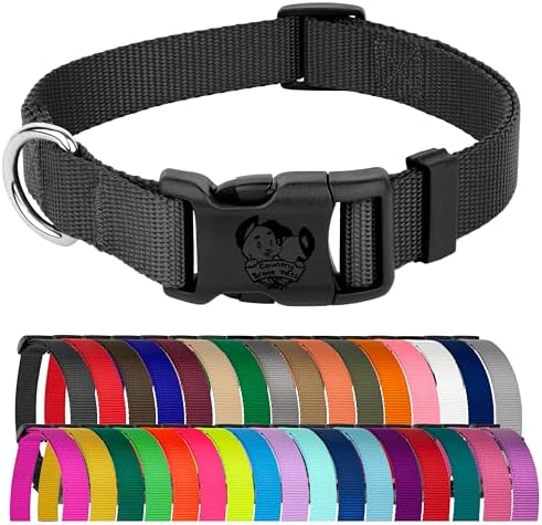 Country Brook Petz - Everyday Nylon Dog Collar for Large, Medium, and Small Dogs and Puppies - for Everyday Use in 30+ Colors (Large, 1 Inch Wide, Black)