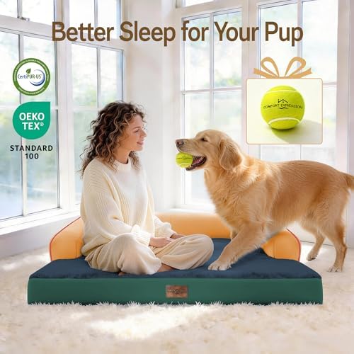Comfort Expression Washable Dog Bed with Bolster for Medium to Large Dogs
