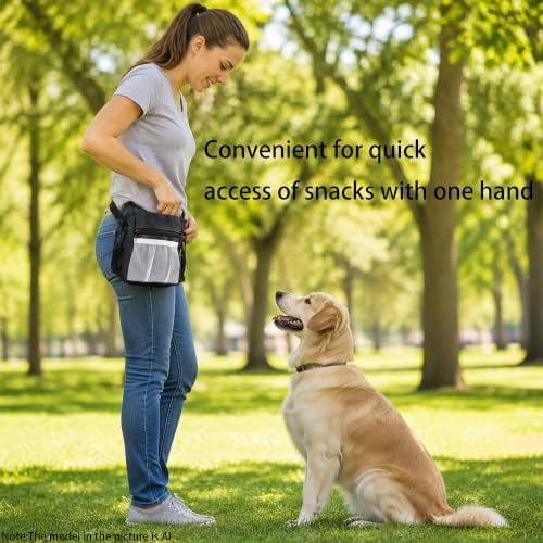 Dog Treat Pouch for Training – Waterproof Dog Training Bag | Dog Training Pouch Quick Drawstring Access, Built-in Poop Bag Dispenser, 4 Ways to Wear – The Ultimate Hands-Free Treat Bag